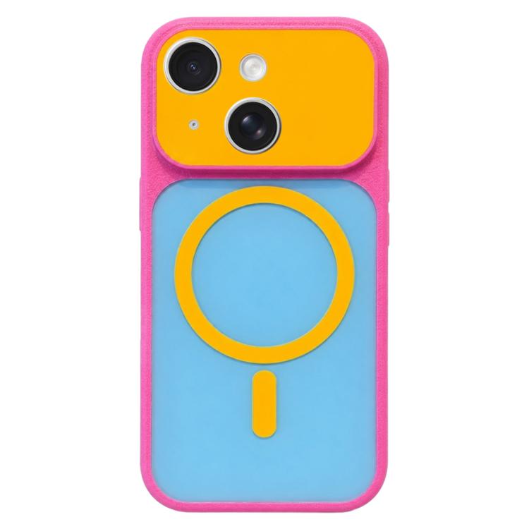 For iPhone 15 Color Blocked Fruity PC Hybrid TPU Magnetic Phone Case(Turmeric)