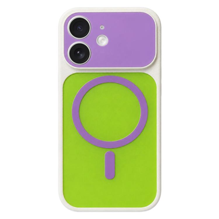 For iPhone 12 Color Blocked Fruity PC Hybrid TPU Magnetic Phone Case(Grass Purple)