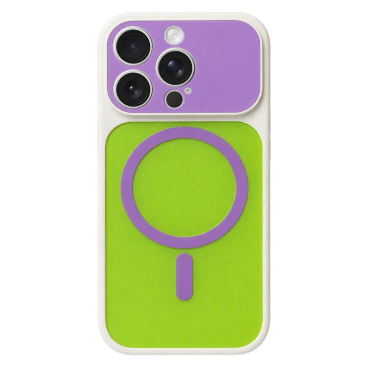 For iPhone 12 Pro Max Color Blocked Fruity PC Hybrid TPU Magnetic Phone Case(Grass Purple)