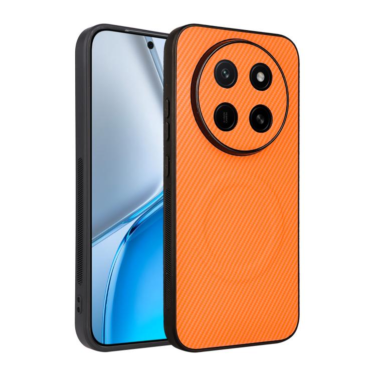 For Honor X80 Pro Max 5G Precise Cutout Carbon Fiber Texture Vegan Leather Phone Case(Orange)