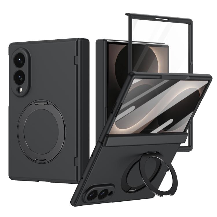 For  Galaxy Z Fold8 5G Rotation Magnetic Ring Holder Hinge Integrated Film Phone Case(Black)