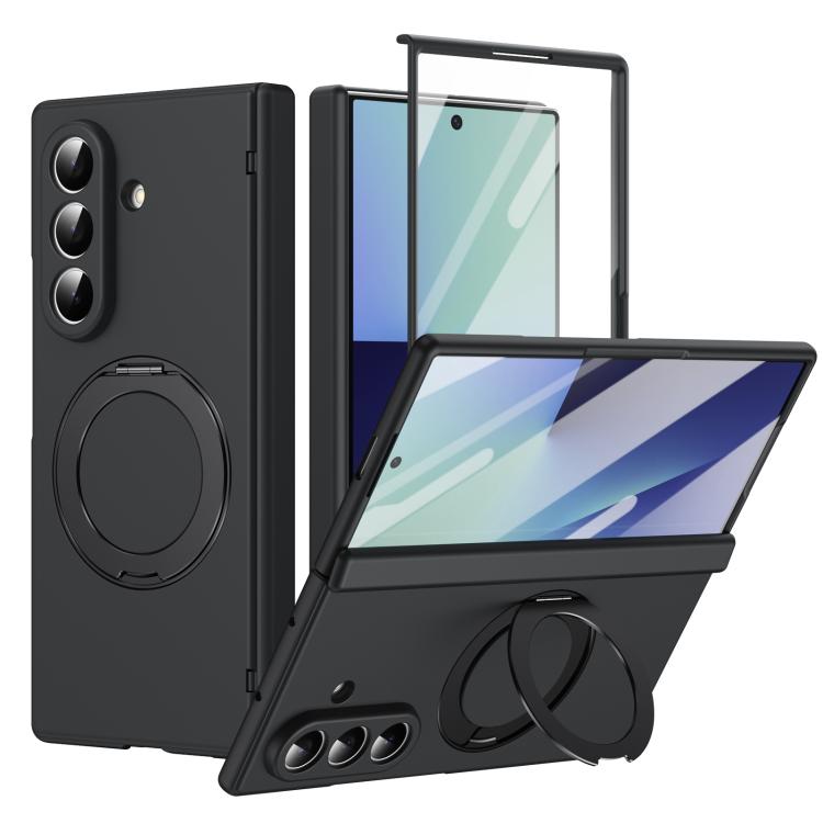 For Galaxy Z Fold8 Ultra 5G Rotation Magnetic Ring Holder Hinge Integrated Film Phone Case(Black)