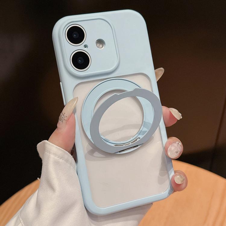For iPhone 16 Dopamine Rotation Pivot Holder Phone Case(Blue)