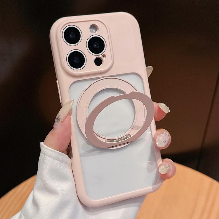 For iPhone 14 Pro Dopamine Rotation Pivot Holder Phone Case(Pink)