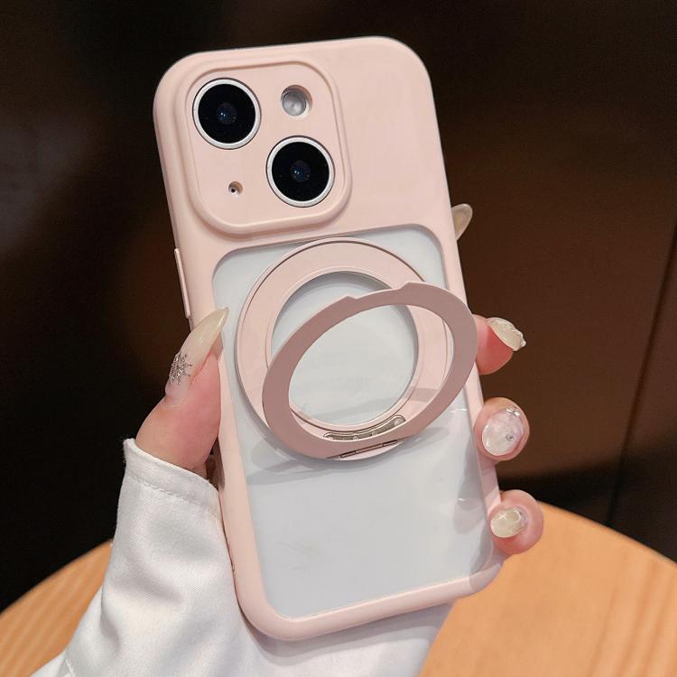 For iPhone 13 Dopamine Rotation Pivot Holder Phone Case(Pink)