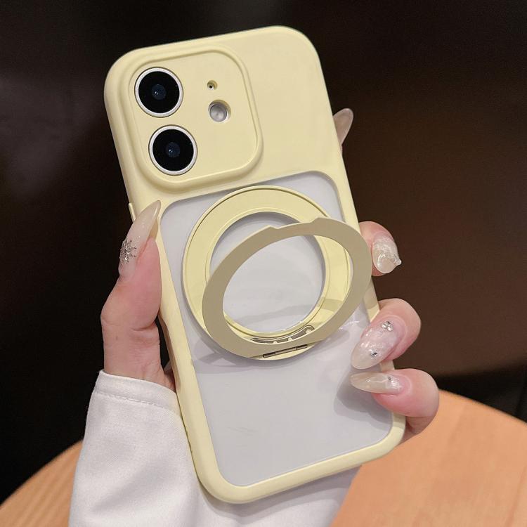 For iPhone 11 Dopamine Rotation Pivot Holder Phone Case(Yellow)