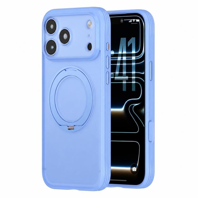 For iPhone 18 Pro Max Textured Non-slip Shockproof Magnetic Phone Case with Holder(Sky Blue)