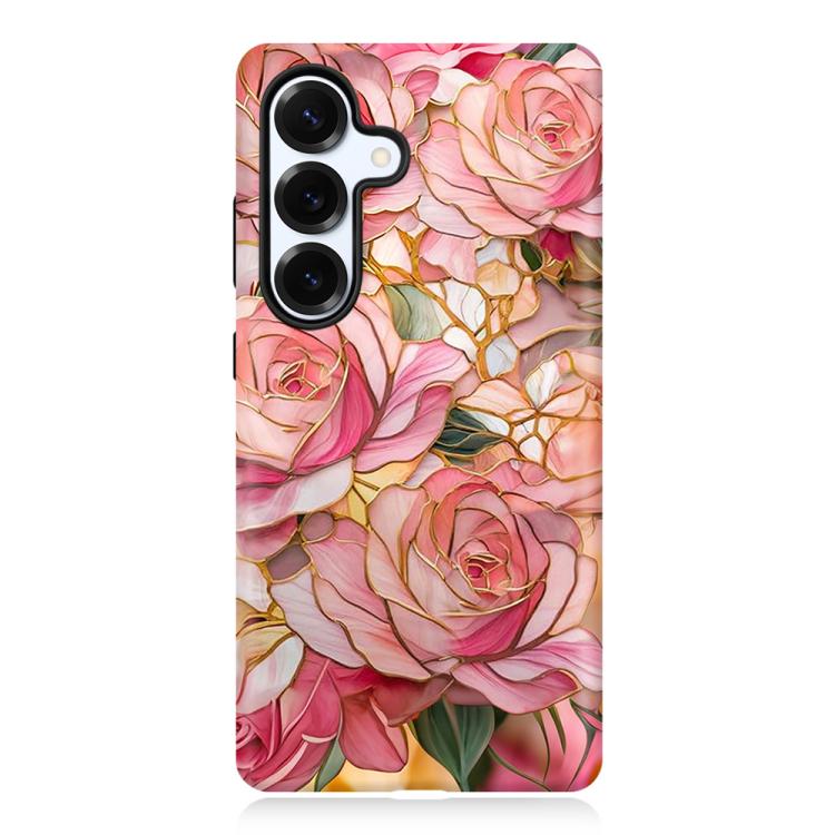 For Galaxy S25+ 5G Colorful Romantic Art Floral Phone Case(Pink Rose)