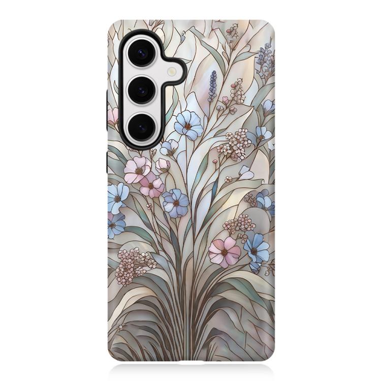 For Galaxy S24+ 5G Colorful Romantic Art Floral Phone Case(Purple Flowers Grass)