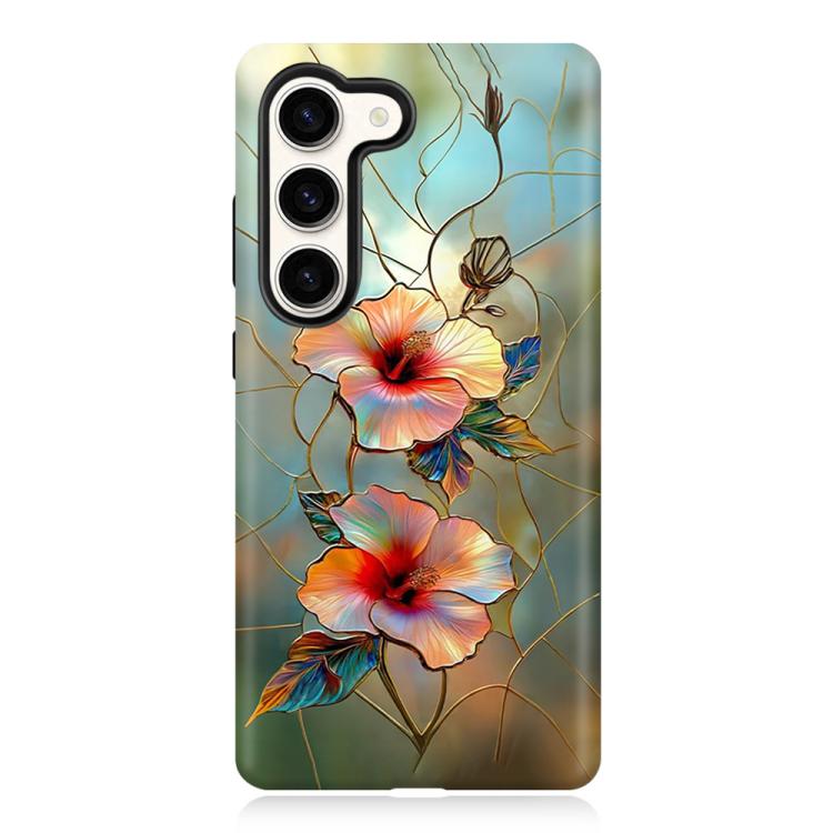 For Galaxy S23 5G Colorful Romantic Art Floral Phone Case(Hibiscus)