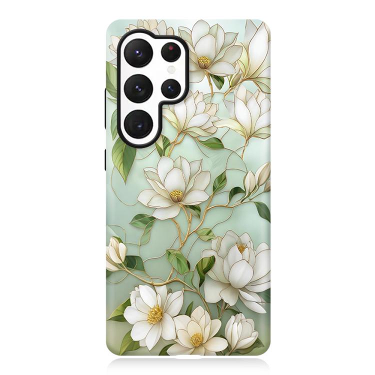 For Galaxy S22 Ultra 5G Colorful Romantic Art Floral Phone Case(Pear Blossom)