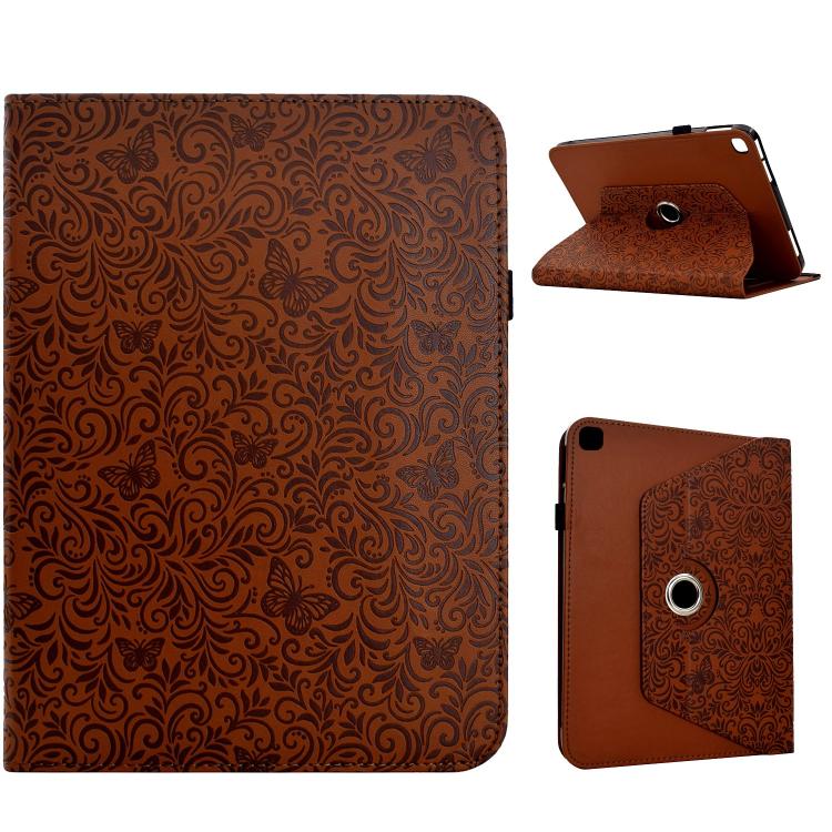 For iPad 10.2 2021 / 10.5 2019 Rotatable Butterfly Embossed Vegan Leather Smart Tablet Case(Brown)
