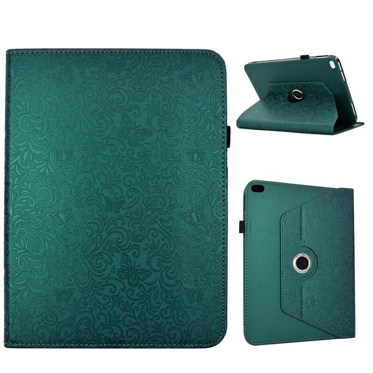 For iPad 9.7 2018 / 2017 Rotatable Butterfly Embossed Vegan Leather Smart Tablet Case(Green)