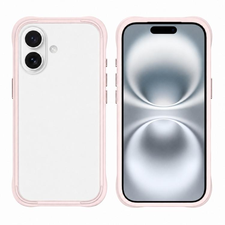 For iPhone 16 Phone Silicone Frame Bumper Case(Grey Pink)