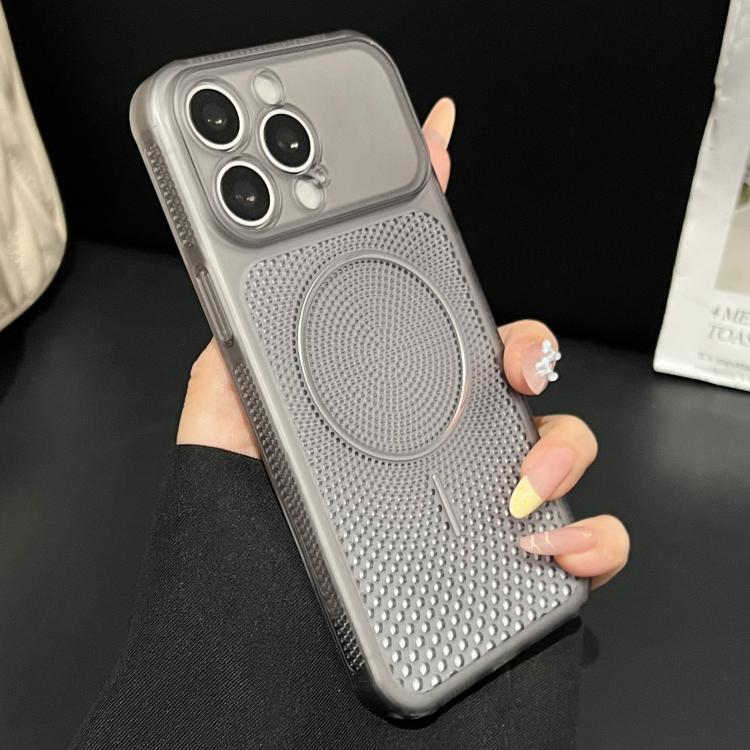 For iPhone 13 Pro Max Precision-cut Magnetic Ring Heat-Dissipating PC Phone Case(Translucent Black) — купить у Sunsky-online WW
