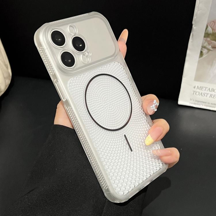 For iPhone 14 Pro Precision-cut Magnetic Ring Heat-Dissipating PC Phone Case(Translucent White) — купить у Sunsky-online WW