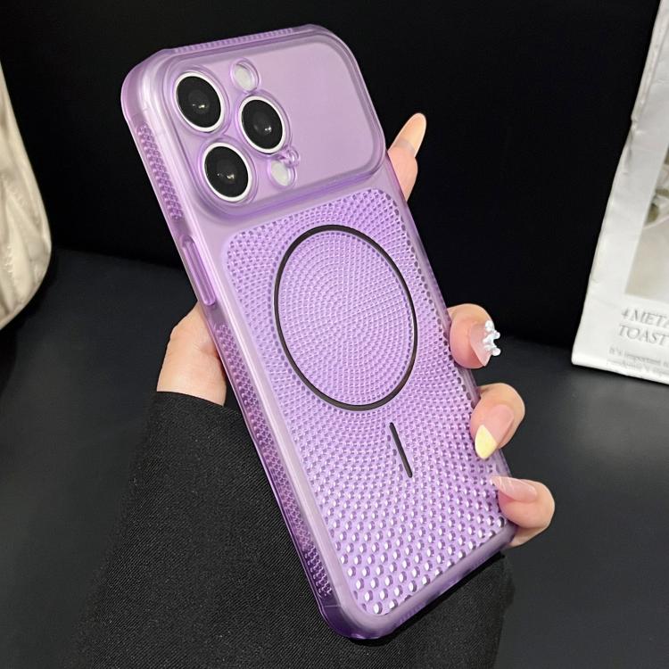 For iPhone 15 Pro Max Precision-cut Magnetic Ring Heat-Dissipating PC Phone Case(Translucent Purple) — купить у Sunsky-online WW