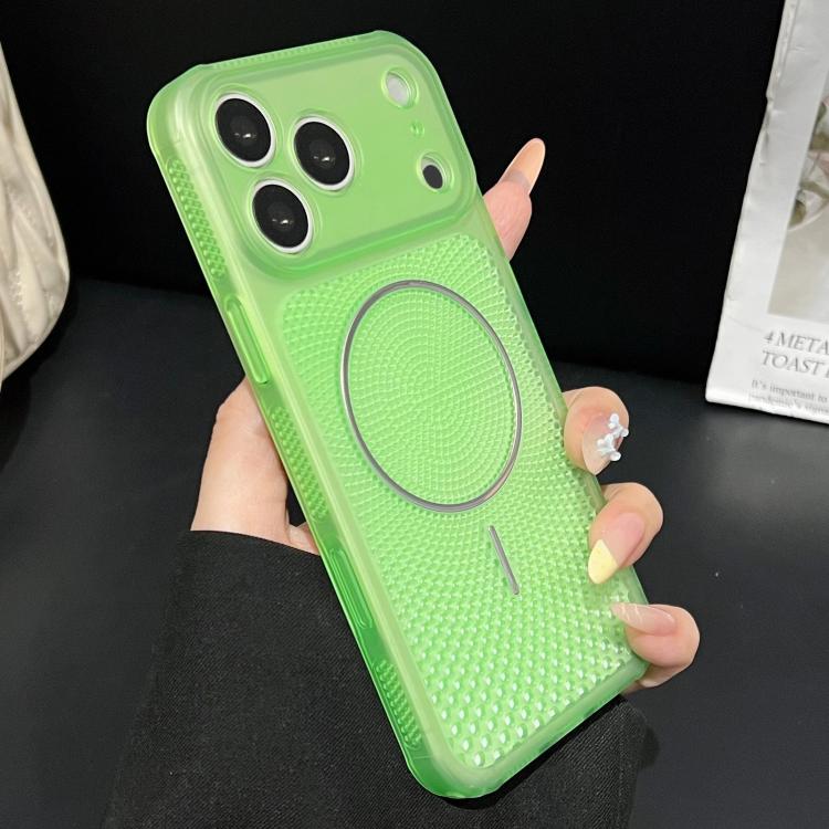 For iPhone 17 Pro Precision-cut Magnetic Ring Heat-Dissipating PC Phone Case(Translucent Green) — купить у Sunsky-online WW