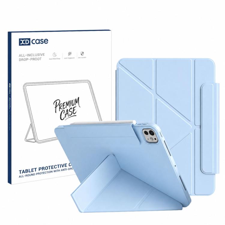 For iPad Pro 11 2025 / 2024 XDcase Dual-Sided Magnetic Y-fold Smart Tablet Leather Case with Pencil Holder(Blue)