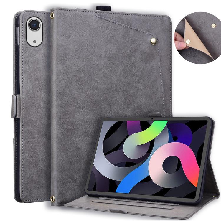 For iPad mini 2024 / mini 6 Front Pocket Business Vegan Leather Smart Tablet Case(Grey)