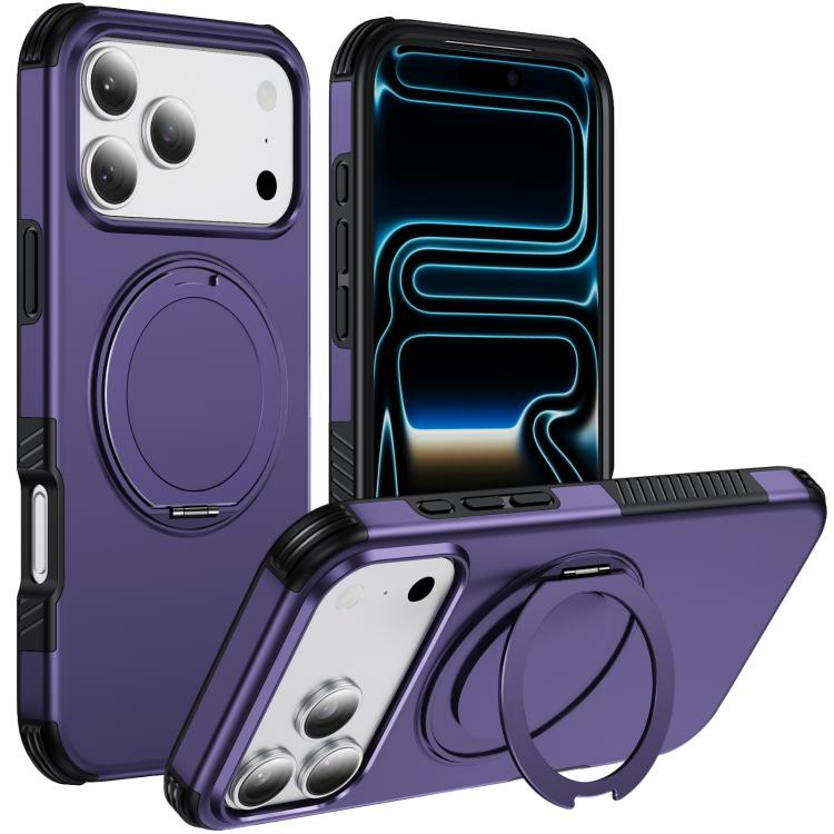 For iPhone 17 Pro Max Magnetic 360 Rotating Holder Phone Case(Dark Purple) — купить у Sunsky-online WW
