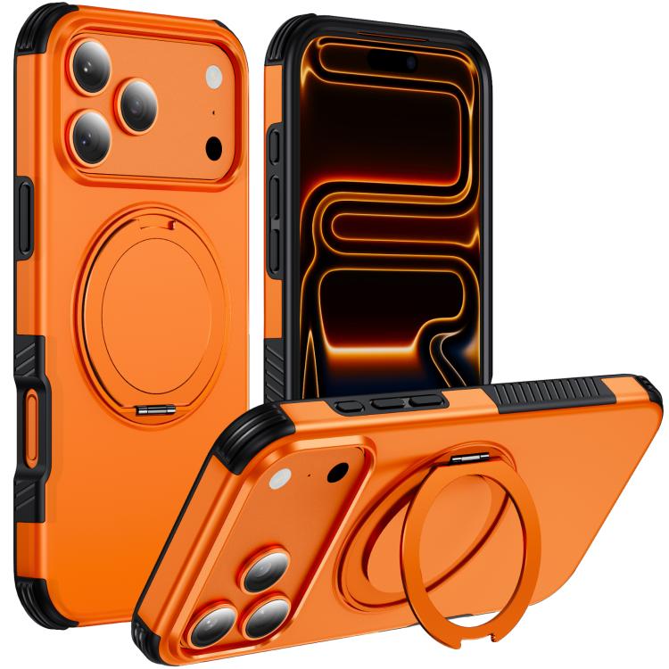 For iPhone 18 Pro Magnetic 360 Rotating Holder Phone Case(Orange)