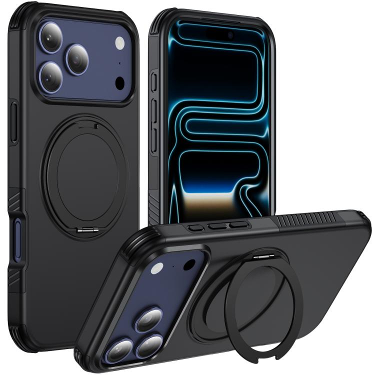 For iPhone 18 Pro Max Magnetic 360 Rotating Holder Phone Case(Black) — купить у Sunsky-online WW