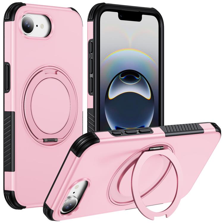 For iPhone 17e / 16e Magnetic 360 Rotating Holder Phone Case(Pink)