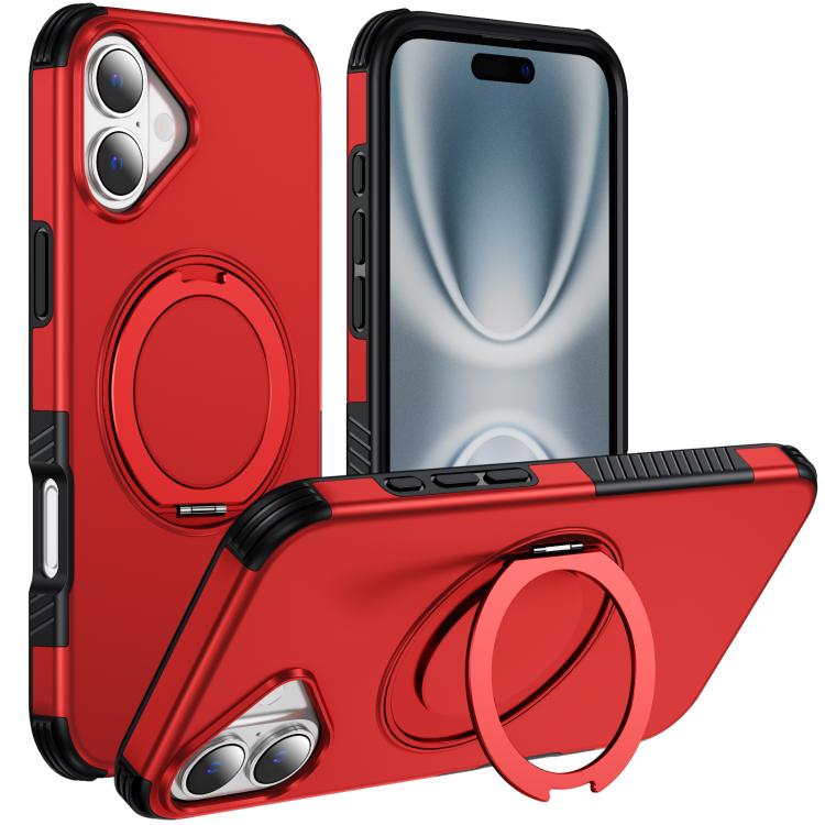 For iPhone 16 Plus Magnetic 360 Rotating Holder Phone Case(Red) — купить у Sunsky-online WW