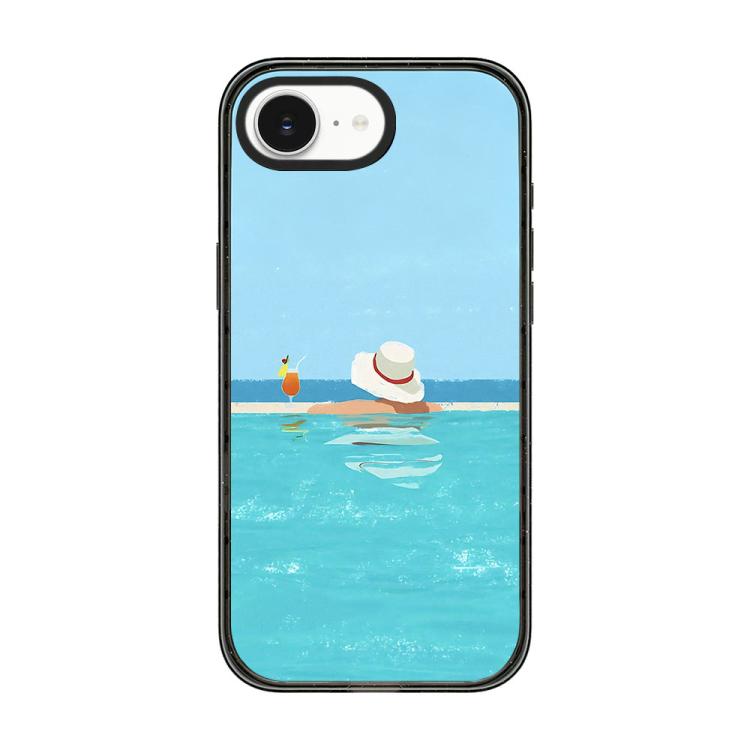 For iPhone 17e / 16e Summer Beach Pattern Acrylic TPU Phone Case(Sea Salt Blue Swimming Pool)
