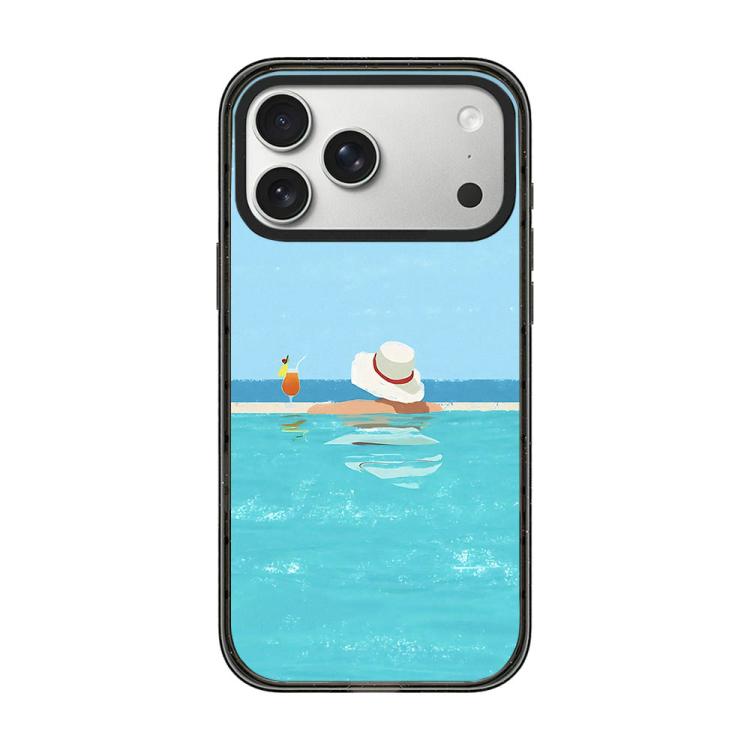 For iPhone 18 Pro / 17 Pro Summer Beach Pattern Acrylic TPU Phone Case(Sea Salt Blue Swimming Pool)
