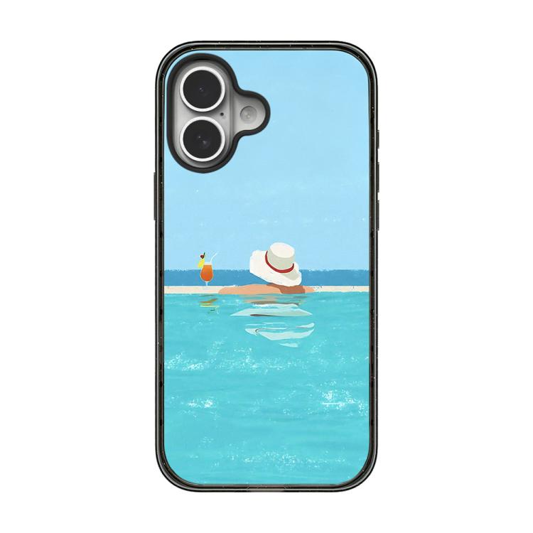For iPhone 17 Summer Beach Pattern Acrylic TPU Phone Case(Sea Salt Blue Swimming Pool)