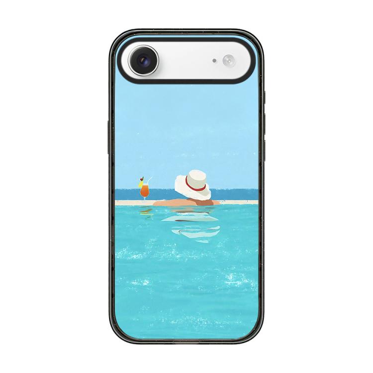 For iPhone Air Summer Beach Pattern Acrylic TPU Phone Case(Sea Salt Blue Swimming Pool)