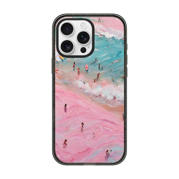 For iPhone 12 Pro Max Summer Beach Pattern Acrylic TPU Phone Case(Pink Sand Beach Surfing)