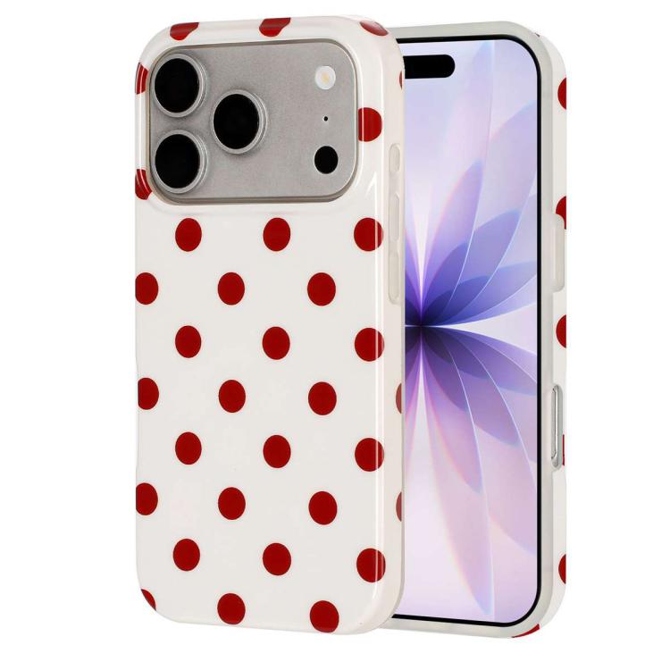 For iPhone 18 Pro Max Full Coverage IMD Printed Retro Large Dots Pattern TPU Phone Case(White)