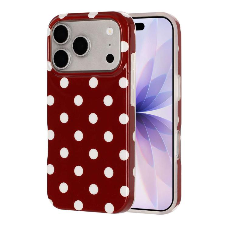 For iPhone 18 Pro Full Coverage IMD Printed Retro Large Dots Pattern TPU Phone Case(Red)