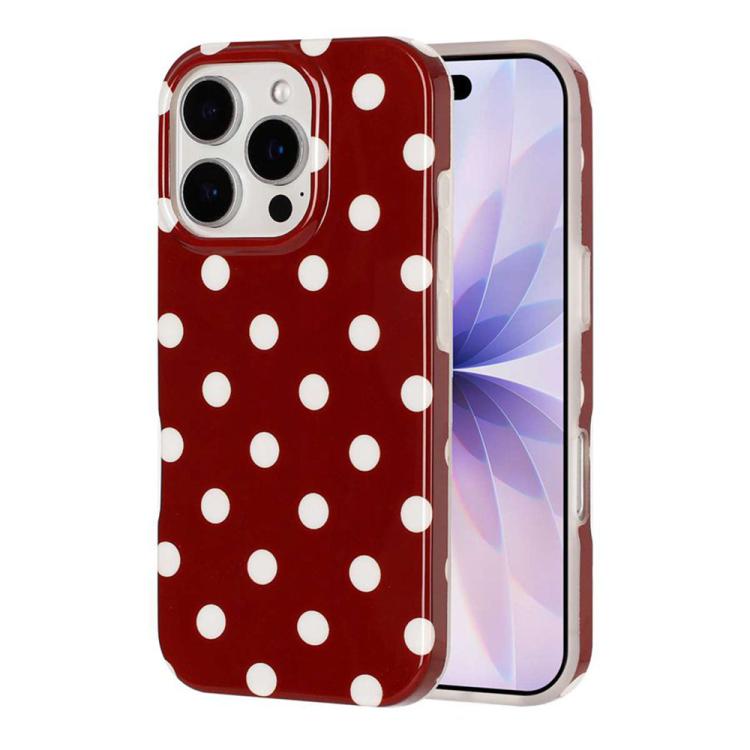 For iPhone 16 Pro Full Coverage IMD Printed Retro Large Dots Pattern TPU Phone Case(Red)