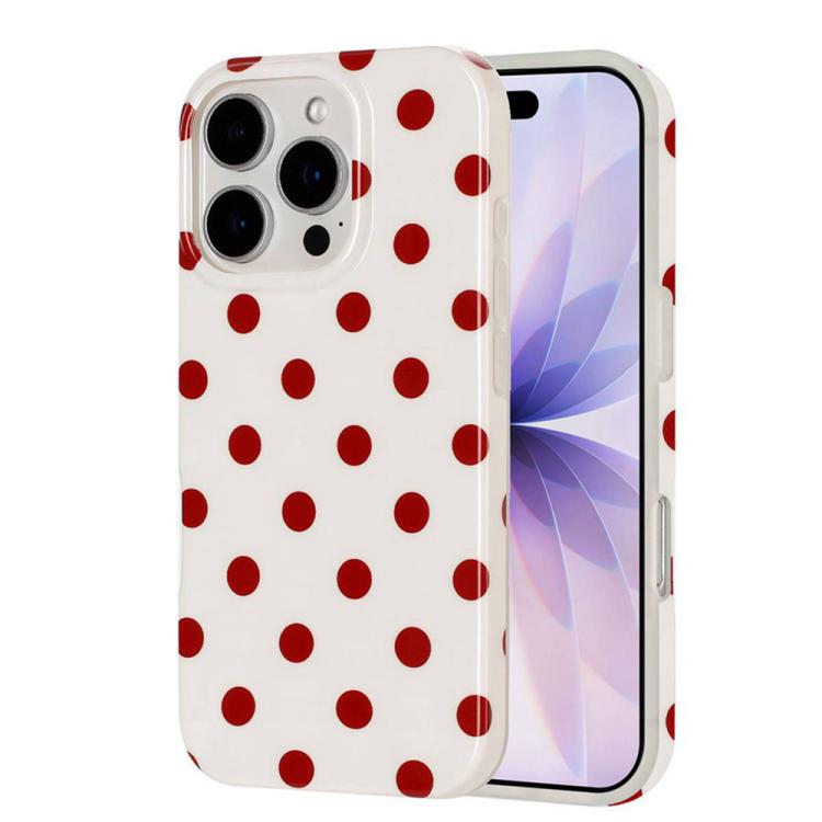 For iPhone 14 Pro Max Full Coverage IMD Printed Retro Large Dots Pattern TPU Phone Case(White)