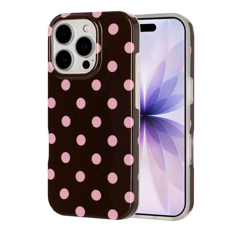 For iPhone 14 Pro Full Coverage IMD Printed Retro Large Dots Pattern TPU Phone Case(Coffee)