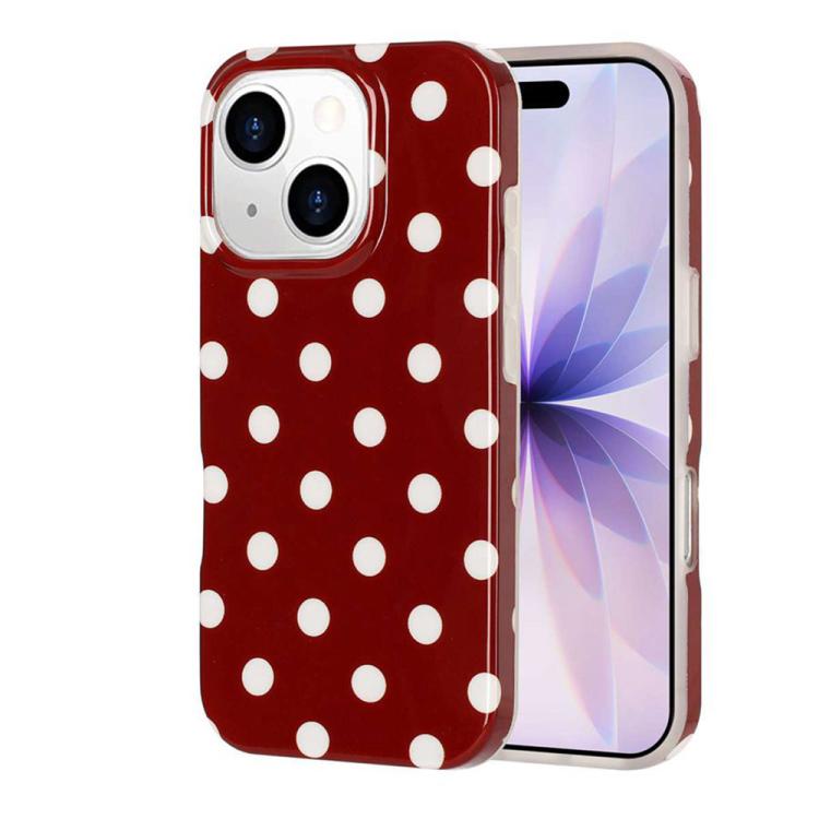 For iPhone 14 Plus Full Coverage IMD Printed Retro Large Dots Pattern TPU Phone Case(Red)