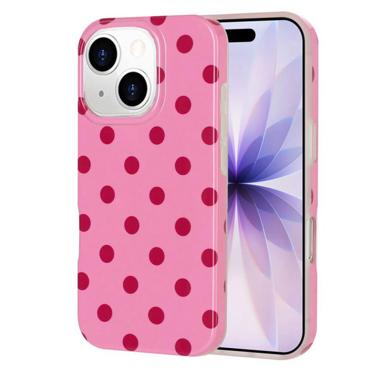 For iPhone 13 Pro Max Full Coverage IMD Printed Retro Large Dots Pattern TPU Phone Case(Pink)