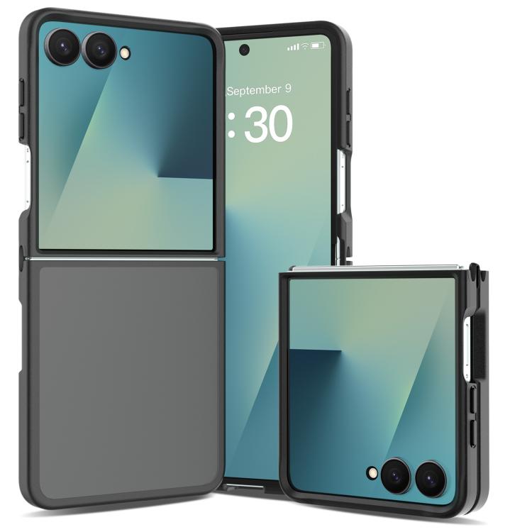 For Galaxy Z Flip8 5G Skin Feel Contrast Color TPU Hybrid PC Phone Case(Black)