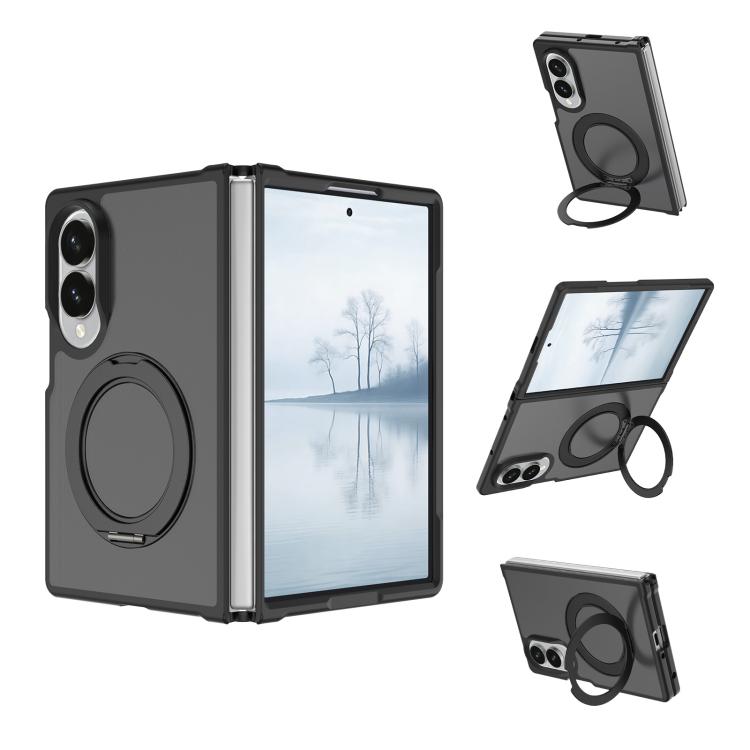 For Galaxy Z Fold8 5G Skin Feel Rotating Holder Magnetic Phone Case(Black)