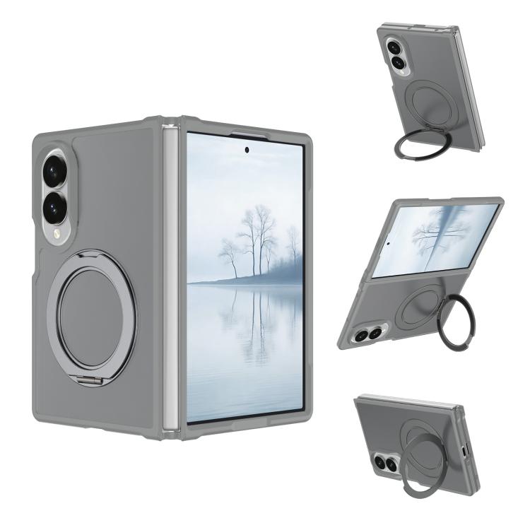 For Galaxy Z Fold8 Ultra 5G Skin Feel Rotating Holder Magnetic Phone Case(Dark Grey)