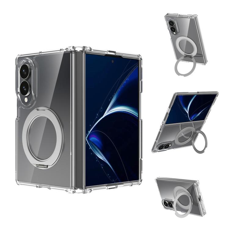For Galaxy Z Fold8 5G Scratch-proof Transparent Rotating Holder Magnetic Phone Case