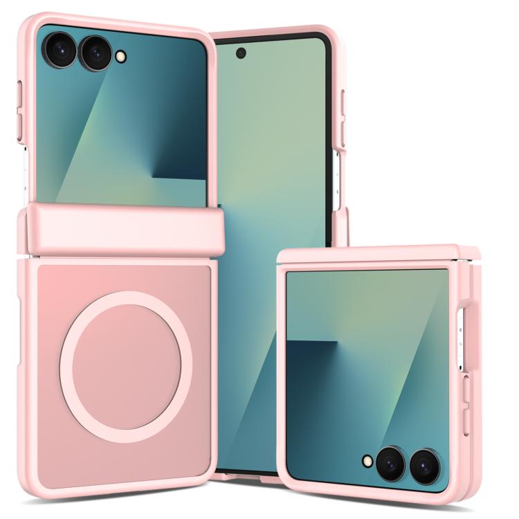 For Galaxy Z Flip8 5G Skin Feel TPU Hybrid PC Magnetic Phone Case with Hinge Cover(Pink)
