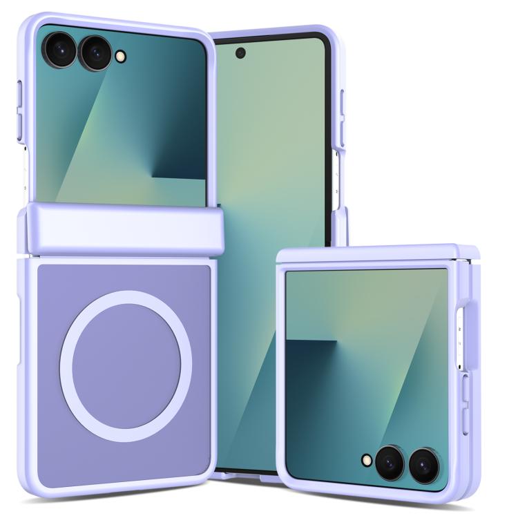 For Galaxy Z Flip8 5G Skin Feel TPU Hybrid PC Magnetic Phone Case with Hinge Cover(Purple)