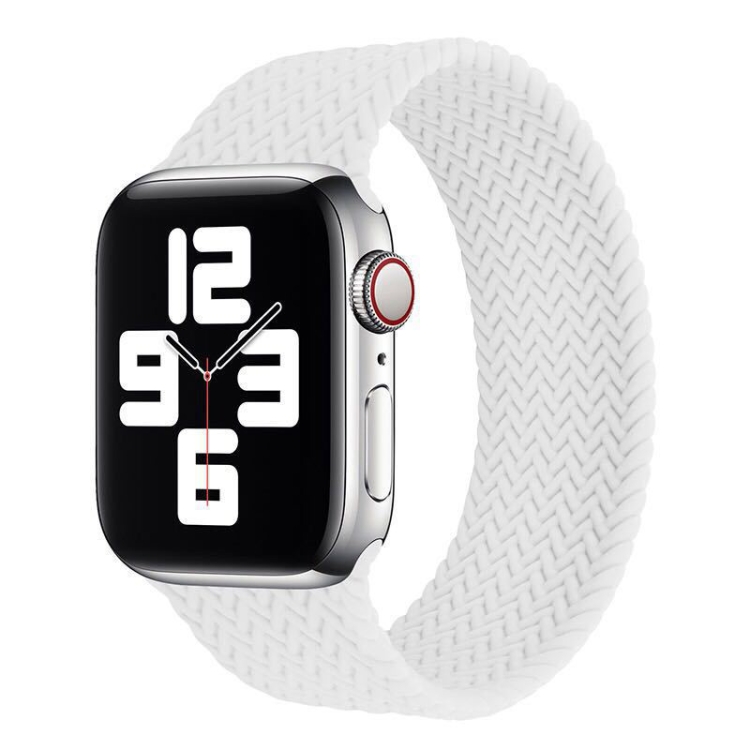 

Single-turn Woven Pattern Silicone Watch Band For Apple Watch Series 8&7 45mm / SE 2&6&SE&5&4 44mm / 3&2&1 42mm, Size:M(White)