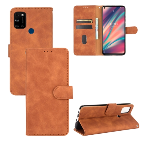 

For Wiko View5 Plus Solid Color Skin Feel Magnetic Buckle Horizontal Flip Calf Texture PU Leather Case with Holder & Card Slots & Wallet(Brown)