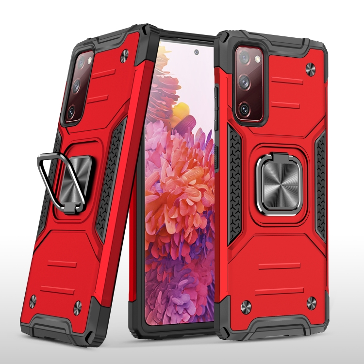 

For Samsung Galaxy S20 FE Magnetic Armor Shockproof TPU + PC Case with Metal Ring Holder(Red)